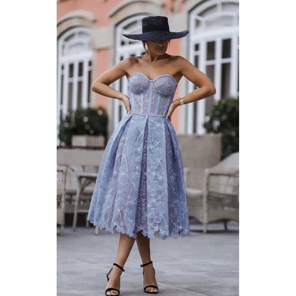 Womens Size 12 Nadine Merabi Olivia Blue Dress EUC